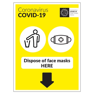 COVID-19 Dispose Of Face Masks Here Sign COVID-19 Dispose Of Face Masks Here Sign